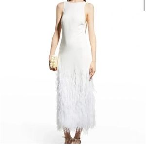 Cult Gaia white Ostrid feather dress